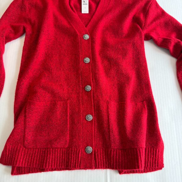 Talbots NWT Jewel Button Cardigan V Neck Red Pockets Size S - Picture 11 of 11